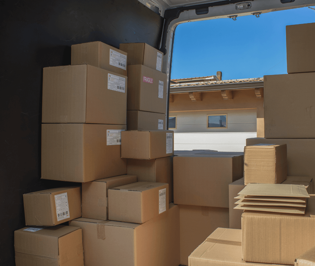 Image of packages in a delivery Truck